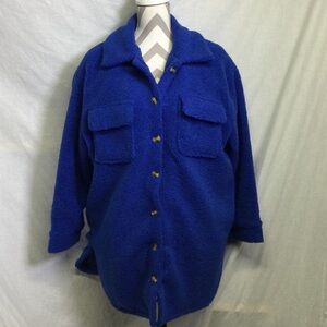 Shein Blue Button-Up Two Flap Pockets (Shacket) Jacket Sz M